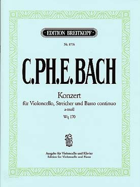 Illustration de Concerto Wq 170 en la m pour violoncelle, cordes et basse continue, réd. piano