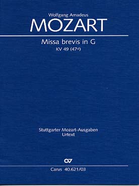 Illustration de Messe brève KV 49 en sol M pour soli SATB, chœur SATB et orchestre, réd. piano