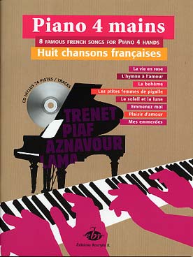 Illustration de 8 CHANSONS FRANCAISES, arr. J. Lafitte pour piano 4 mains ou piano + CD