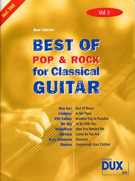 Illustration de BEST OF POP & ROCK for classical guitar (arr. Beat Scherler, solfège/tablature) - Vol. 5