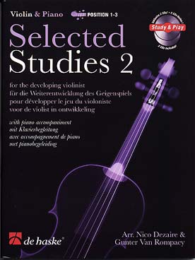 Illustration de SELECTED STUDIES : études classiques de divers auteurs avec CD play-along - Vol. 2 : 18 études (positions 1 à 3)