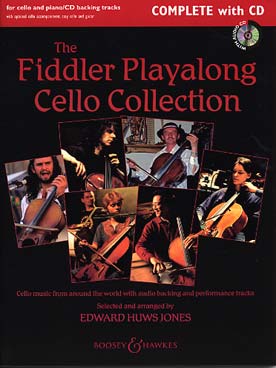 Illustration de The FIDDLER PLAYALONG CELLO COLLECTION 20 morceaux arr. Huws Jones avec accompagnement piano ou violoncelle et 2e partie de violoncelle facile ad lib. + CD play-along