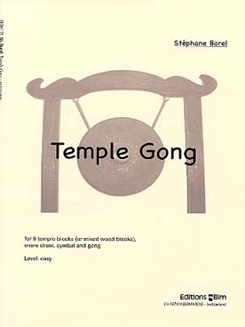 Illustration de Temple gong pour 9 temple blocks (ou mélange de 3 wood blocks), caisse claire, cymbale et gong