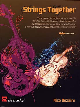Illustration de STRINGS TOGETHER pour quatuor à cordes avec piano : 9 pièces faciles (Dezaire)
