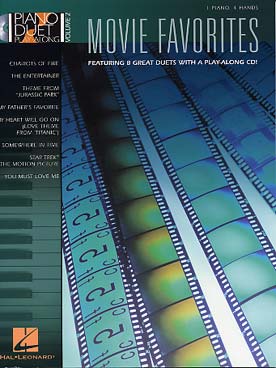 Illustration de PIANO DUET PLAY-ALONG : arrangements pour piano 4 mains ou piano + CD - Vol. 2 : Movie favorites