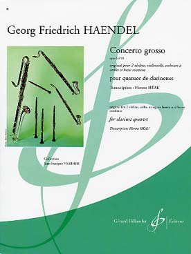 Illustration de Concerto grosso op. 6/10 (tr. Héau pour quatuor de clarinettes)