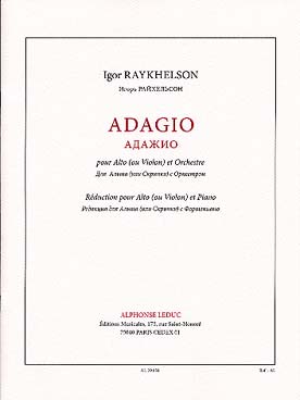 Illustration de Adagio pour alto (ou violon) et orchestre, réduction piano