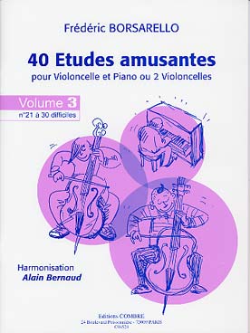 Illustration de 40 Études amusantes pour violoncelle et piano ou 2 violoncelles - Vol. 3 : de 21 à 30, difficiles
