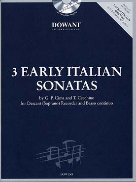 Illustration de 3 EARLY ITALIAN SONATAS de Cima et Cecchino (tr. Zimmermann) pour flûte à bec soprano et basse continue
