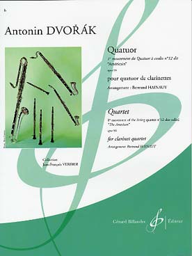 Illustration de 1er mouvement du quatuor à cordes N° 12 op. 96 dit "Américain", tr. Hainaut pour quatuor de clarinettes (C + P)