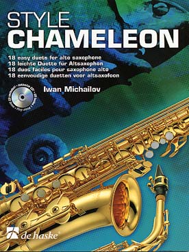 Illustration michailov style chameleon saxophone