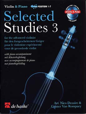 Illustration de SELECTED STUDIES : études classiques de divers auteurs avec CD play-along - Vol. 3 : 11 études (positions 1 à 7)