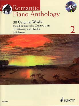 Illustration de ROMANTIC PIANO ANTHOLOGY avec CD écoute - Vol. 2 : 30 œuvres de Chopin, Liszt, Tchaïkovsky, Dvorák...