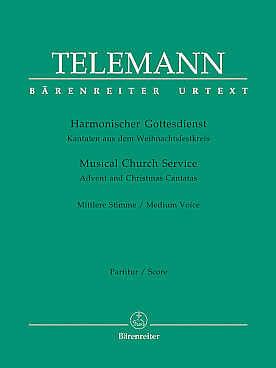 Illustration de Harmonischer Gottesdienst, 72 cantates pour 1 voix, 1 instrument et bc Weihnachtsfestkreis : voix moyenne