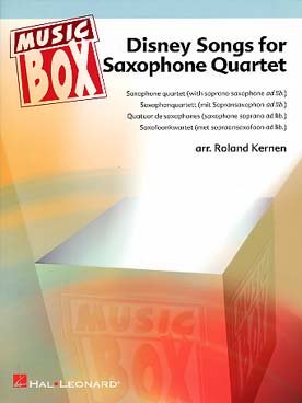 Illustration de DISNEY SONGS : 4 airs de films de Disney arr. par Kernen pour quatuor de sax AATB + soprano ad lib.
