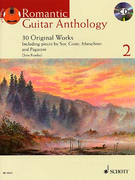 Illustration de ROMANTIC GUITAR ANTHOLOGY, recueils avec CD d'écoute - Vol. 2 : 30 morceaux de Sor, Aguado, Paganini, Coste, Mertz, Giuliani...