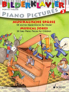 Illustration de PIANO PICTURES (sél. Monica Twelsiek) - Vol. 3 : plaisanteries musicales (Musikalische Spässe), 28 pièces