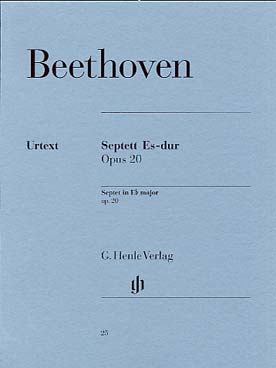 Illustration de Septuor op. 20 en mi b M pour violon, alto, violoncelle, contrebasse, cor, clarinette et basson (parties)