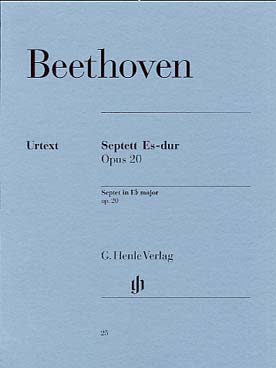 Illustration de Septuor op. 20 en mi b M pour violon, alto, violoncelle, contrebasse, cor, clarinette et basson (parties)