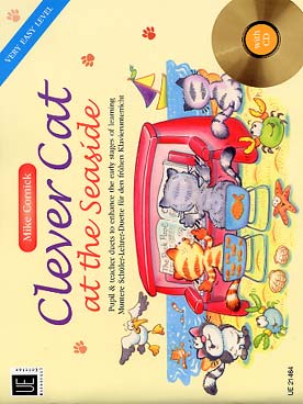 Illustration de Clever Cat, duos élève/professeur à jouer avec le CD play-along ou à 4 mains - Clever Cat at the seaside : 19 duos