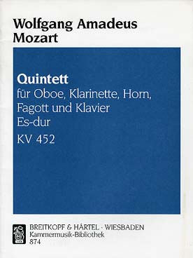Illustration de Quintette K 452 en mi b M pour piano, hautbois, clarinette, cor et basson