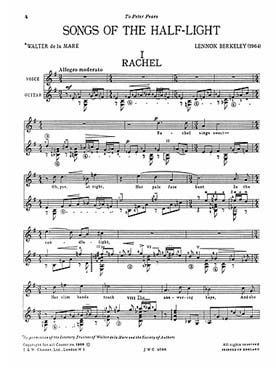 Illustration de Songs of the half-light op. 65 pour soprano ou ténor et guitare