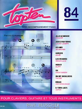 Illustration de Collection TOP : édition simplifiée avec ligne mélodique +accords clavier/guitare - TOP TEN N° 84