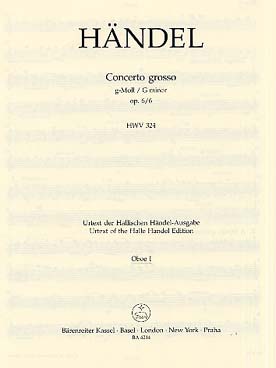 Illustration de Concerto grosso op. 6/6 HWV 324 en sol m - Hautbois 1