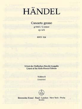 Illustration de Concerto grosso op. 6/6 HWV 324 en sol m - Violon solo 2