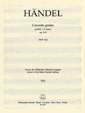 Illustration de Concerto grosso op. 6/6 HWV 324 en sol m - Alto