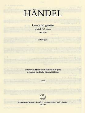Illustration de Concerto grosso op. 6/6 HWV 324 en sol m - Alto