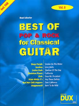 Illustration de BEST OF POP & ROCK for classical guitar (arr. Beat Scherler, solfège/tablature) - Vol. 8
