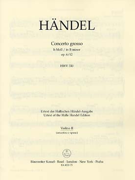 Illustration de Concerto grosso op 6/12 HWV 330 B en si b M - Violon solo/tutti 2