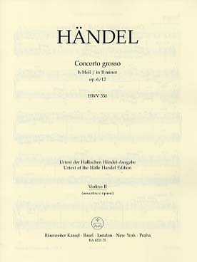 Illustration de Concerto grosso op 6/12 HWV 330 B en si b M - Violon solo/tutti 2