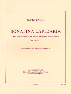 Illustration de Sonatina lapidaria op. 108 N° 2 pour clarinette en la (ou alto ou saxophone alto) et piano