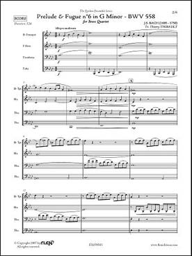 Illustration de Prélude et fugue N° 6 BWV 558, tr. pour trompette, cor, trombone et tuba