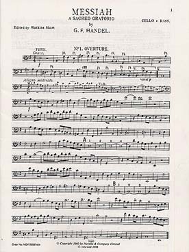 Illustration de Le Messie pour soli, chœur et orchestre texte en anglais (tr. Watkins Shaw) violoncelle/contrebasse