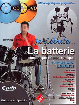 Illustration de JE DÉBUTE LA BATTERIE avec CD play-along et DVD