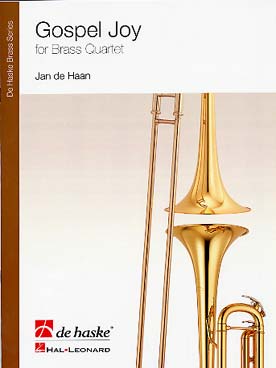 Illustration de Gospel joy pour quatuor de cuivres (2 trompettes, trombone ou cor, basse en ut ou trombone 2, batterie en option)