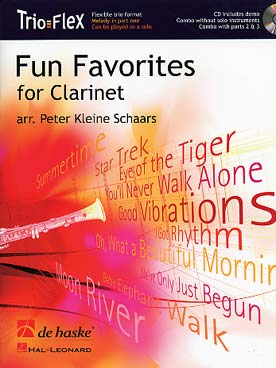 Illustration de FUN FAVORITES for clarinet : 10 arr. de Schaars avec CD accompagnement combo, pour jouer seul ou à trois