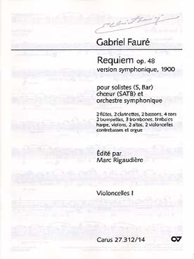 Illustration de Requiem op. 48 SATB violoncelle 1