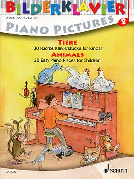 Illustration de PIANO PICTURES (sél. Monica Twelsiek) - Vol. 2 : animaux (Tiere), 30 pièces