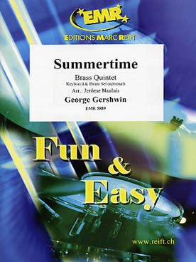 Illustration de Summertime, arr. Naulais pour quintette de cuivres à instrumentation variable avec piano et percussion ad lib.