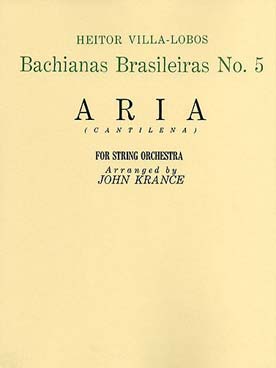 Illustration de Bachianas brasileiras N° 5 pour soprano et 8 violoncelles, tr. Krance pour violons, altos, violoncelles,contrebasse et guitare (parties)