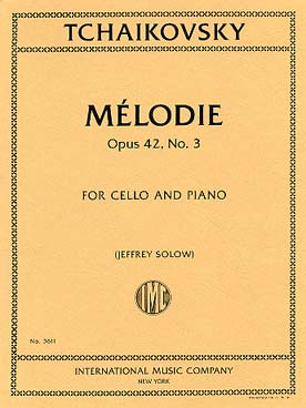 Illustration de Mélodie op. 42 N° 3 pour violon et piano, tr. Jeffrey Solow pour violoncelle et piano