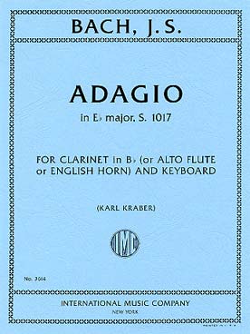 Illustration de Adagio en mi b M de la sonate BWV 1017 pour violon et clavecin, tr. Kraber pour clarinette et clavier