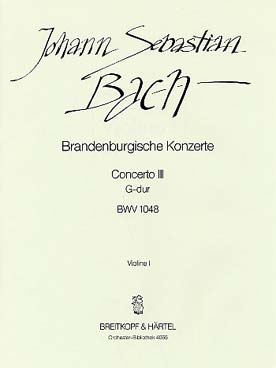 Illustration de Concerto Brandebourgeois N° 3 BWV 1047 en sol M violon 1