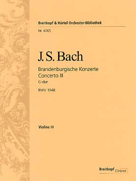 Illustration de Concerto Brandebourgeois N° 3 BWV 1047 en sol M violon 3
