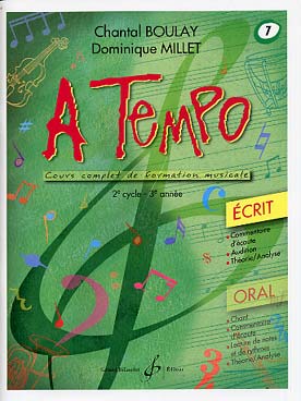 Illustration de A Tempo : cours complet de formation musicale Vol. 7 (cycle 2 - 3e année) - Écrit avec corrigés
