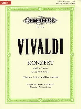 Illustration de Concerto RV 522/8 en la m de l'Estro Armonico pour 2 violons et piano